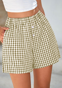 Womens Boxer Shorts 2025 Summer Casual Lounge Sleep Gingham Pajama Y2K Plaid Short Pants with Pockets