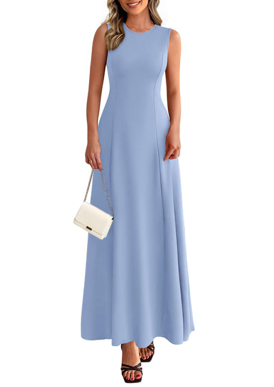 PRETTYGARDEN Women's Summer Tank Maxi Dress Spring Sleeveless Swing A Line Long Flowy Elegant Cocktail Dresses Pockets PRETTYGARDEN