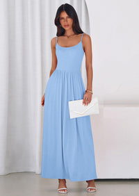 PRETTYGARDEN Womens Spaghetti Strap Maxi Dresses Sleeveless Summer Dress Long Casual Knit Flowy Beach Sundresses with Pockets PRETTYGARDEN