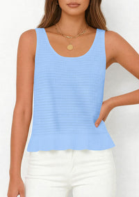 PRETTYGARDEN Womens Spring Crochet Tops Summer Sleeveless Scoop Neck Boho Sweater Tank Top Cute Beach Vacation Clothes PRETTYGARDEN