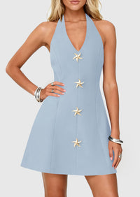 PRETTYGARDEN Cocktail Dresses for Women Short Summer Elegant Halter V Neck Sleeveless A Line Spring Mini Party Dress PRETTYGARDEN