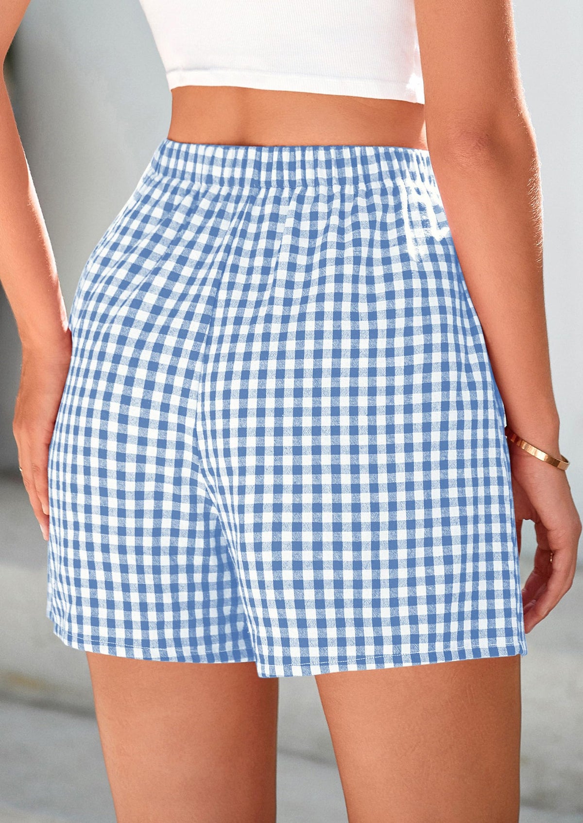 Womens Boxer Shorts 2025 Summer Casual Lounge Sleep Gingham Pajama Y2K Plaid Short Pants with Pockets