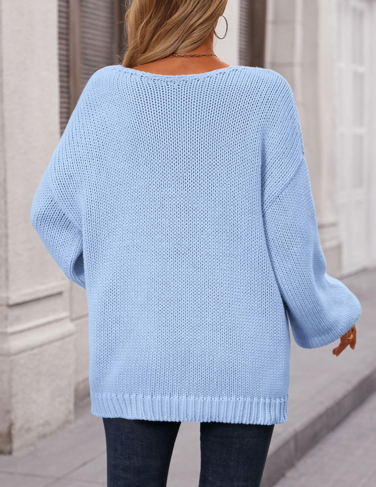 Fall Sweaters Chunky Loose Long Sleeve V Neck Oversized Dressy Casual Knit Pullover Tops