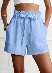 PRETTYGARDEN Summer Shorts for Women Casual Ruffle Drawstring High Waist Wide Leg Comfy Lounge Shorts Beach Cruise Outfits PRETTYGARDEN