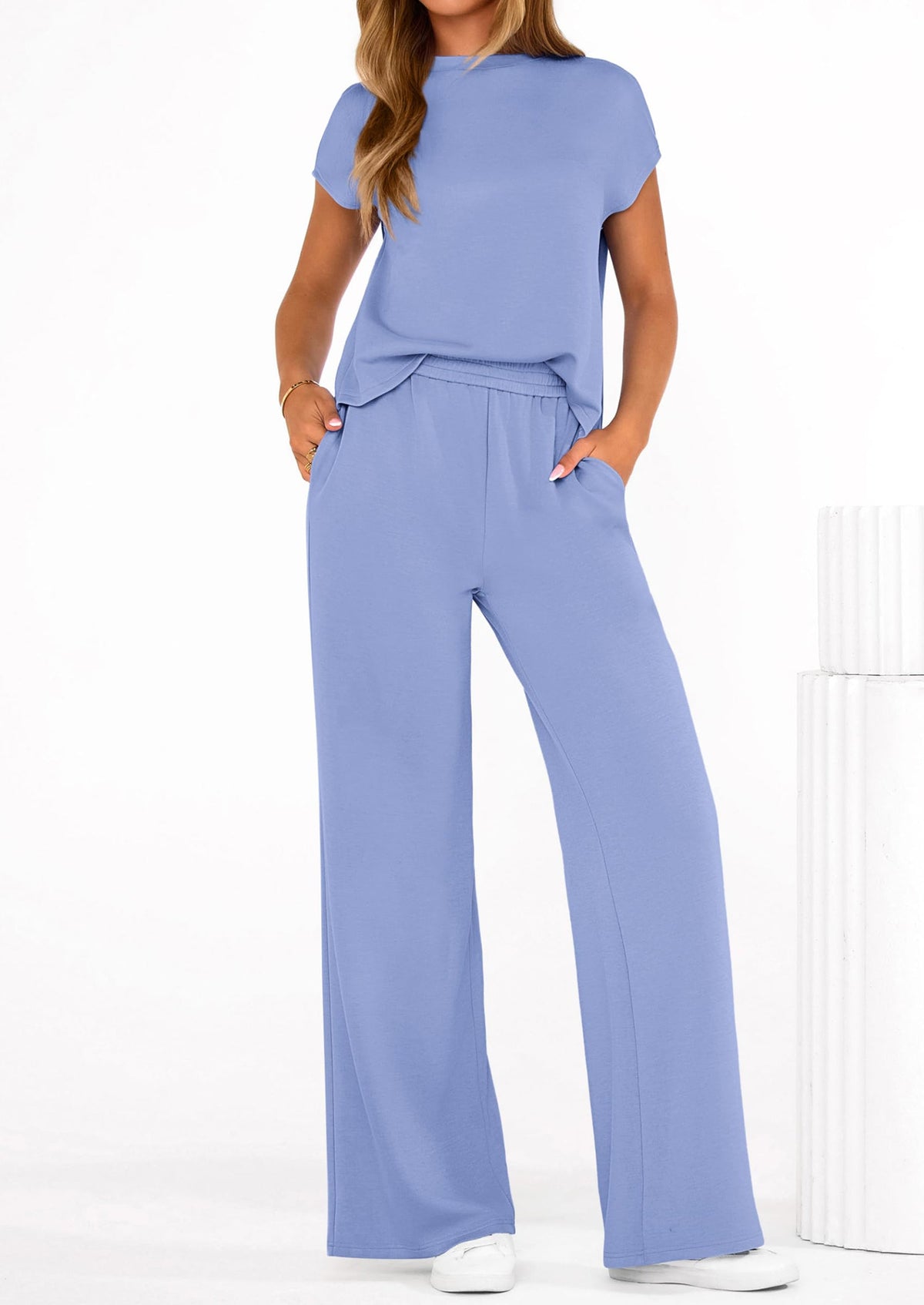 PRETTYGARDEN Womens 2 Piece Outfits Casual Cap Sleeve Lounge Set Summer Tracksuits Matching Sets Beach Fashion Travel Clothes PRETTYGARDEN