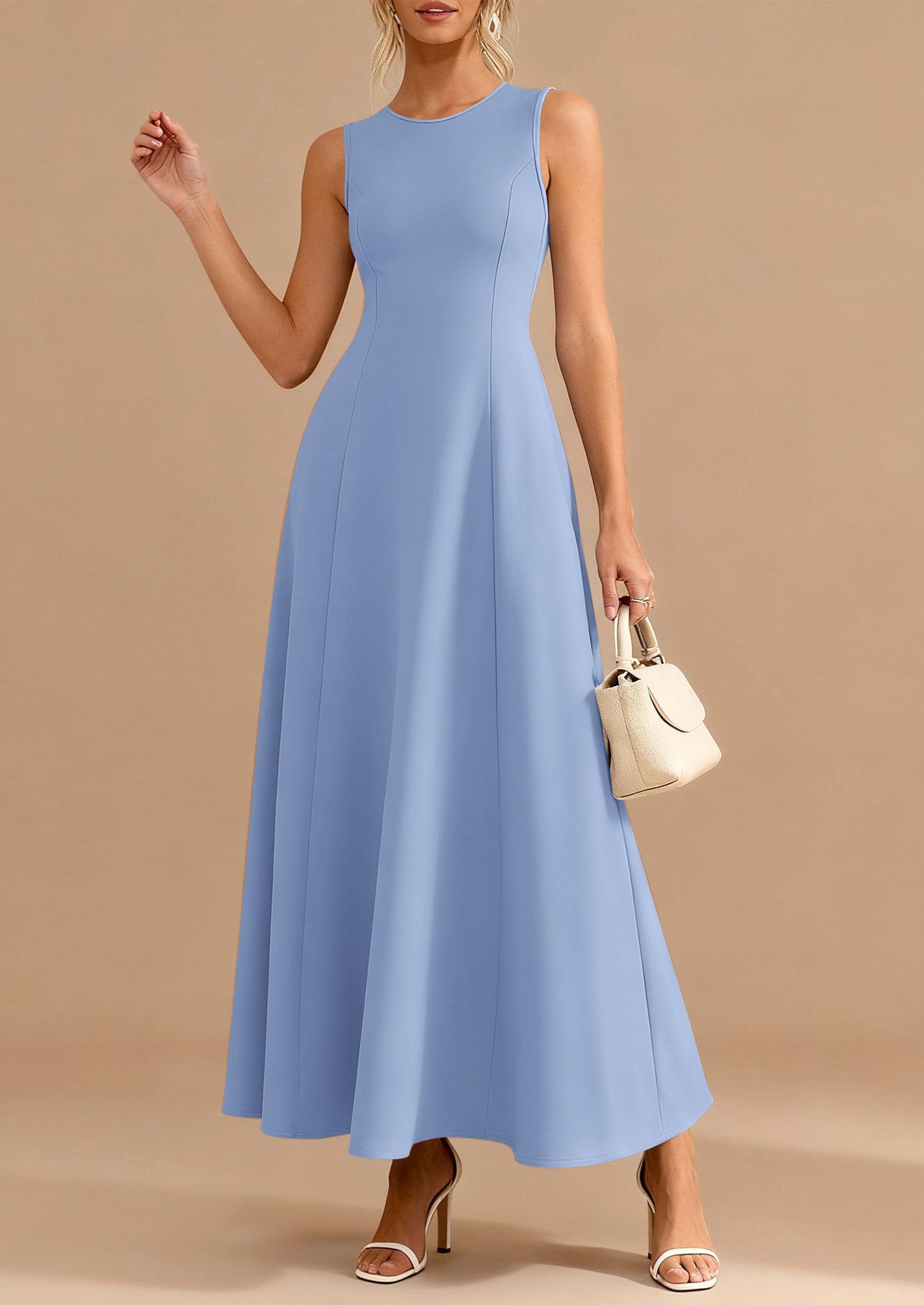 PRETTYGARDEN Women's Summer Tank Maxi Dress Spring Sleeveless Swing A Line Long Flowy Elegant Cocktail Dresses Pockets PRETTYGARDEN