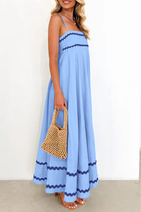 Summer Flowy Maxi Dress Casual Sleeveless Spaghetti Strap Ruffle Beach Long Dresses