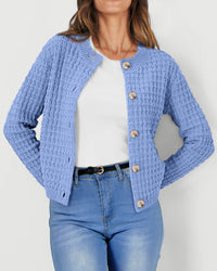 Knit Cardigan Long Sleeve Open Front Button Down Jacket