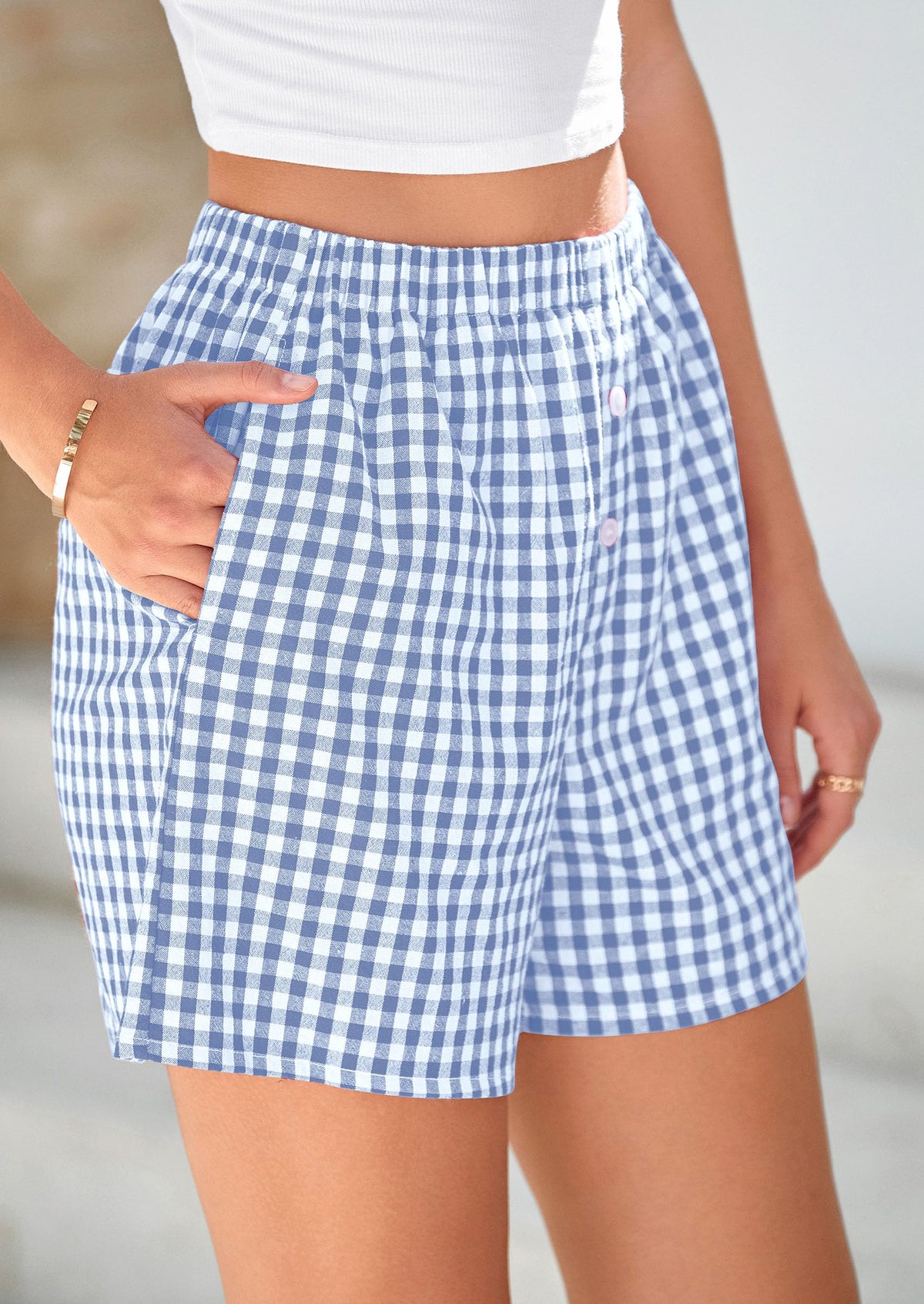 Womens Boxer Shorts 2025 Summer Casual Lounge Sleep Gingham Pajama Y2K Plaid Short Pants with Pockets