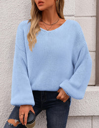 Fall Sweaters Chunky Loose Long Sleeve V Neck Oversized Dressy Casual Knit Pullover Tops