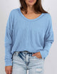 Women's Casual Long Sleeve Going Out Ribbed V Neck Loose Fit Trendy Cute Blouses