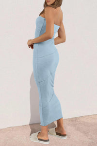 Ribbed Strapless Tube Y2K Maxi Bodycon Dresses