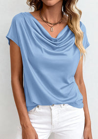 PRETTYGARDEN Blouses for Women Dressy Casual 2026 Summer Cowl Neck Short Sleeve Tops Spring Work Office Teacher Shirts PRETTYGARDEN