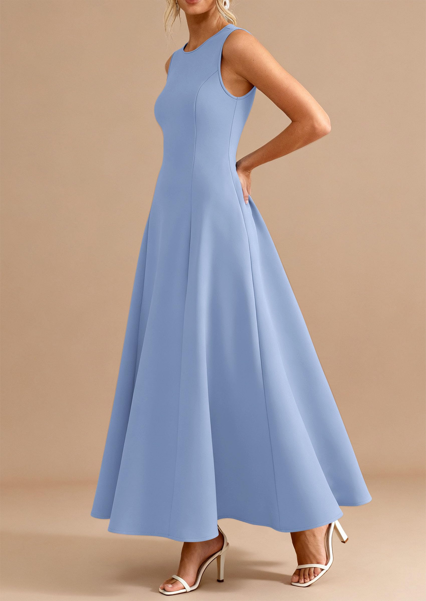 PRETTYGARDEN Women's Summer Tank Maxi Dress Spring Sleeveless Swing A Line Long Flowy Elegant Cocktail Dresses Pockets PRETTYGARDEN