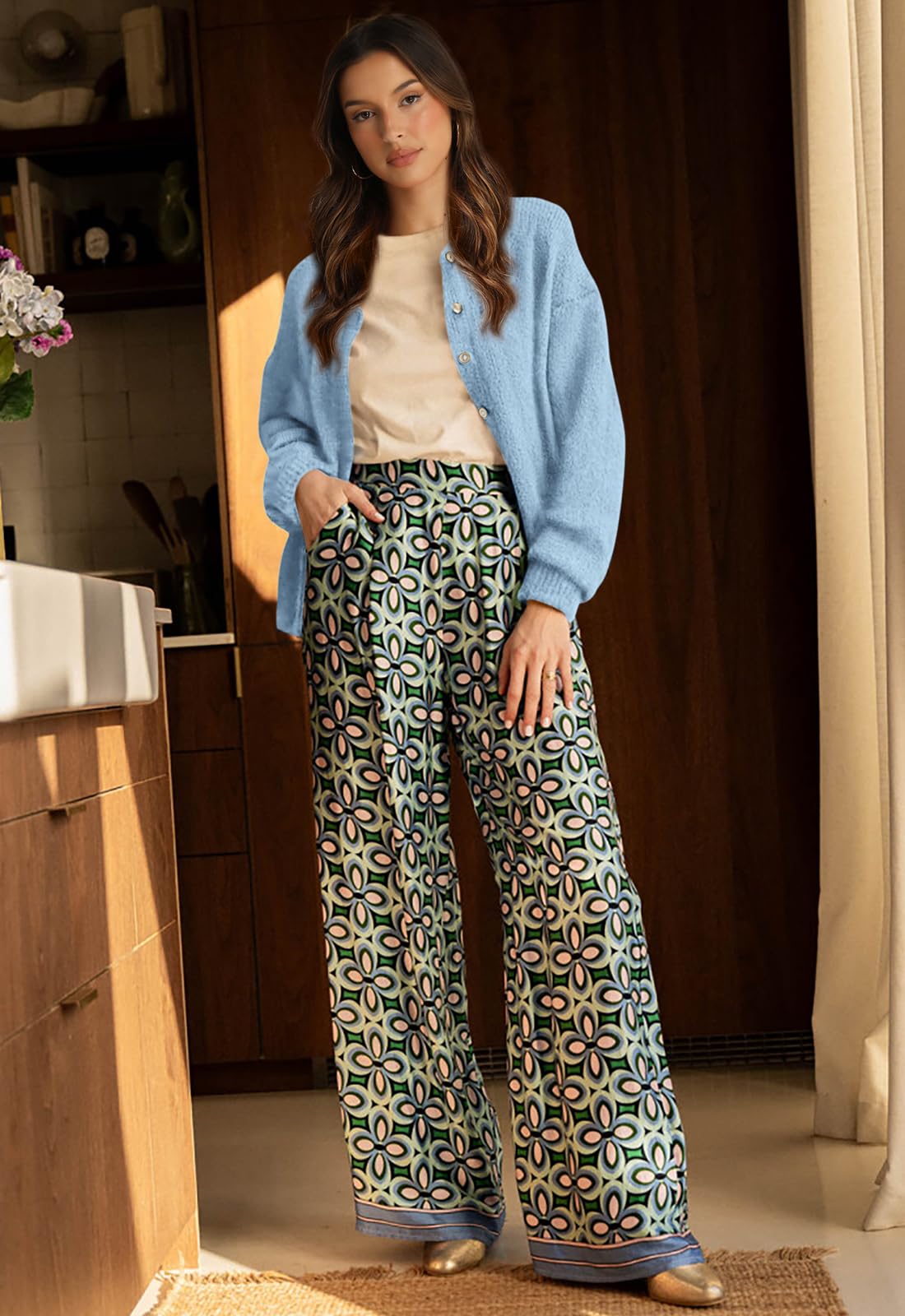 PRETTYGARDEN Long Sleeve Crewneck Button Down Womens Sweaters Fall Open Front Chunky Cardigan Sweaters for Women PRETTYGARDEN