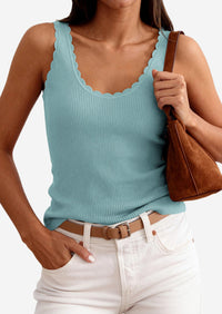 PRETTYGARDEN Womens Summer Sleeveless Tank Tops V Neck Ruffle Lightweight Ribbed Knit Shirt Casual Going Out Top PRETTYGARDEN