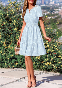 PRETTYGARDEN Womens Summer Mini Dress with Pockets Floral Short Sleeve V Neck Elastic Waist Cute Dresses Beach Sundress