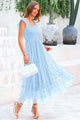 Summer Casual Sleeveless Smocked Ruffle Tulle Flowy Beach Sundress