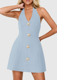 PRETTYGARDEN Cocktail Dresses for Women Short Summer Elegant Halter V Neck Sleeveless A Line Spring Mini Party Dress PRETTYGARDEN