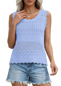 PRETTYGARDEN Womens Crochet Tank Tops Summer Spring Boho Sleeveless Cute Knit Sweater Vest Trendy Beach Vacation Clothes PRETTYGARDEN