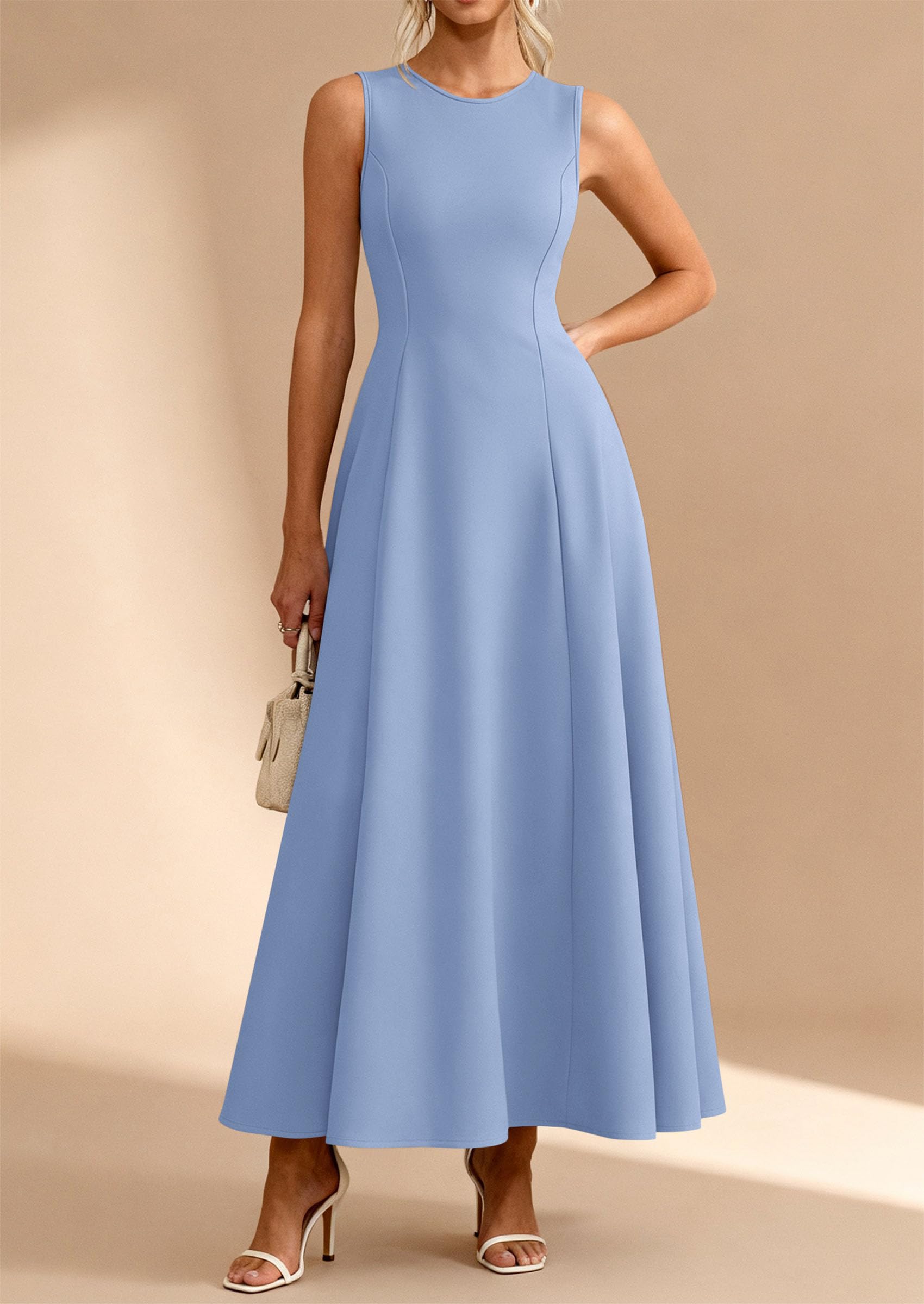 PRETTYGARDEN Women's Summer Tank Maxi Dress Spring Sleeveless Swing A Line Long Flowy Elegant Cocktail Dresses Pockets PRETTYGARDEN