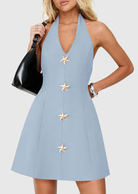 PRETTYGARDEN Cocktail Dresses for Women Short Summer Elegant Halter V Neck Sleeveless A Line Spring Mini Party Dress PRETTYGARDEN