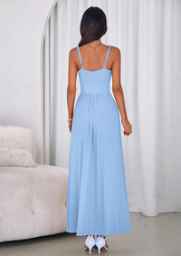 PRETTYGARDEN Womens Spaghetti Strap Maxi Dresses Sleeveless Summer Dress Long Casual Knit Flowy Beach Sundresses with Pockets PRETTYGARDEN