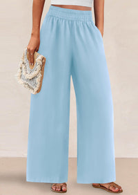 Womens Wide Leg Pants Casual 2025 Elastic Waist Loose Flowy Palazzo Pants Trousers with Pockets