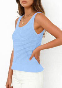 PRETTYGARDEN Womens Spring Crochet Tops Summer Sleeveless Scoop Neck Boho Sweater Tank Top Cute Beach Vacation Clothes PRETTYGARDEN