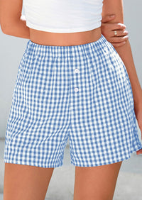 Womens Boxer Shorts 2025 Summer Casual Lounge Sleep Gingham Pajama Y2K Plaid Short Pants with Pockets