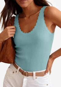 PRETTYGARDEN Womens Summer Sleeveless Tank Tops V Neck Ruffle Lightweight Ribbed Knit Shirt Casual Going Out Top PRETTYGARDEN