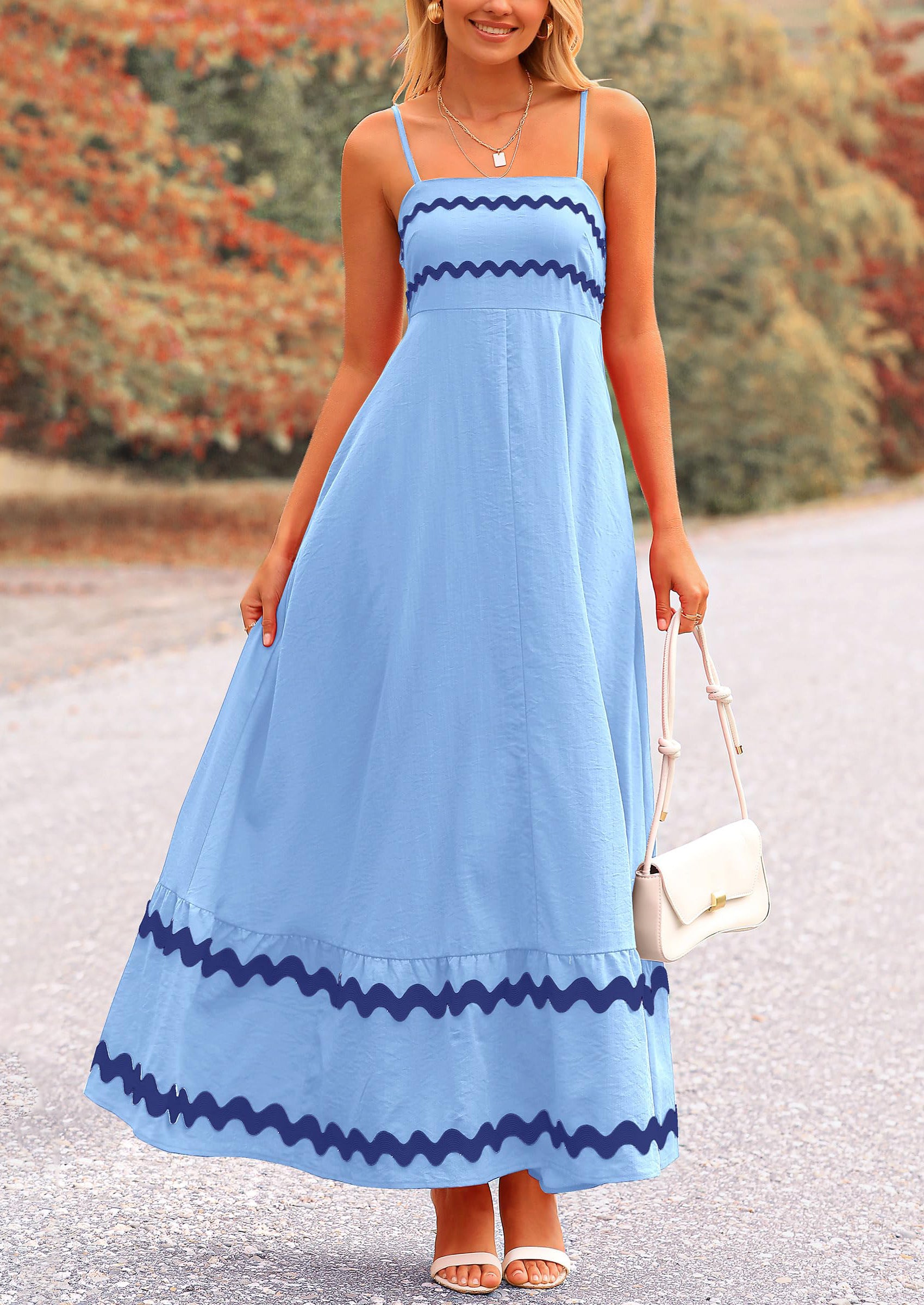 PRETTYGARDEN Women's Summer Flowy Maxi Dress Casual Sleeveless Spaghetti Strap Ruffle Beach Long Dresses