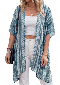 PRETTYGARDEN Summer Kimonos for Women Boho Floral Short Sleeve Kimono Cardigans Swimsuit Beach Cover Ups for Women Swimwear PRETTYGARDEN