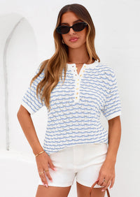 PRETTYGARDEN Cute Short Sleeve V Neck Sweaters for Women Summer Casual Striped Quarter Button Henley Shirts Knit Work Tops PRETTYGARDEN