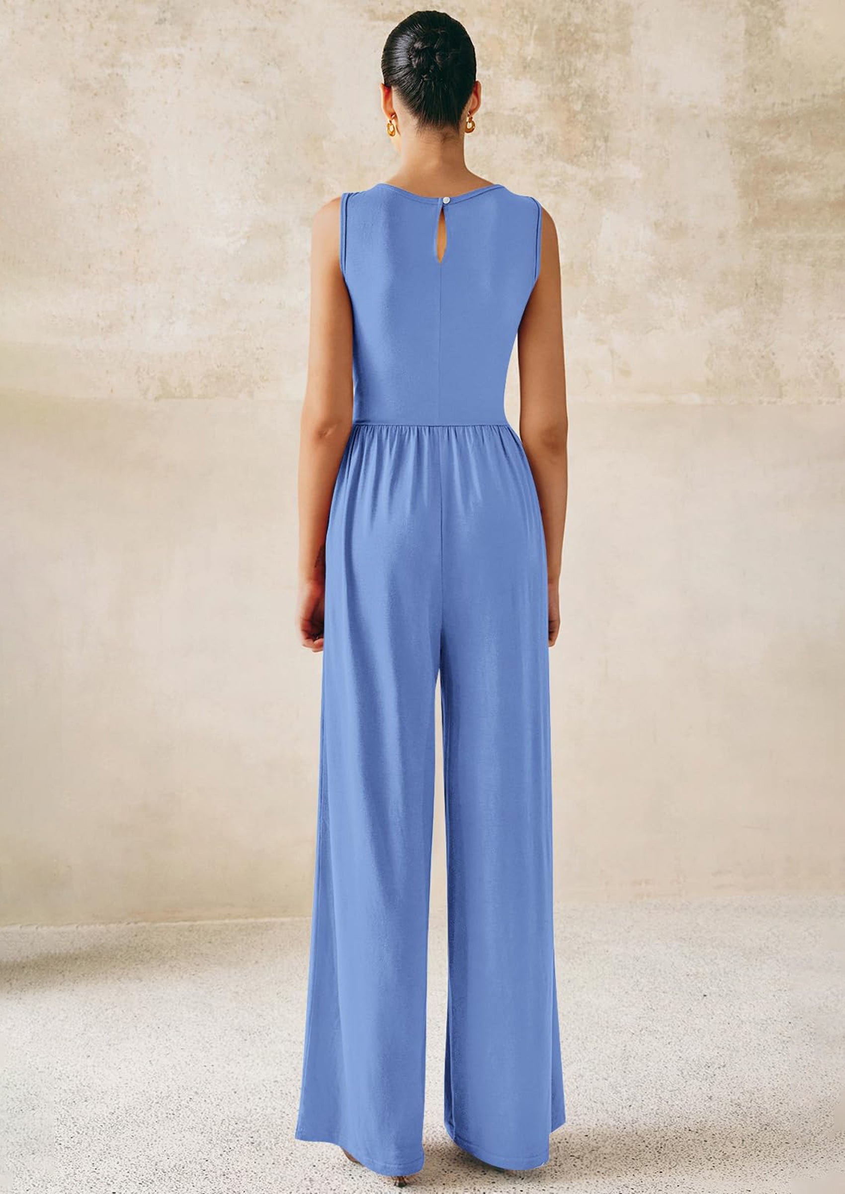 PRETTYGARDEN One Piece Jumpsuits for Women Dressy Casual Sleeveless Crewneck Wide Leg Rompers Jumpers Vacation Summer Outfits
