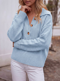 PRETTYGARDEN Womens Fall Long Sleeve Sweaters Button up V Neck Polo Shirts | Quarter Button Collared Tops, Ribbed Knit Comfy Shirts, Relaxed Fit Sweater Tops, Casual Fall Outfits for Women 2026