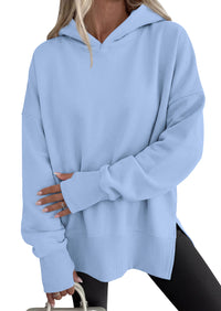 PRETTYGARDEN Womens Oversized Hoodies Side Slit Sweatshirts | Fall Fashion 2026 Trendy Outfits, Thumbholes & Unique Center Seam, Comfort Drop Shoulder Pullover, Chic Tunic for Leggings