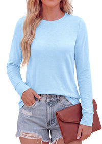 PRETTYGARDEN Long Sleeve Tshirts Shirts for Women Clothing Fall Fashion 2026 Basic Tees Casual Blouses Crew Neck Winter Tops