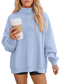 PRETTYGARDEN Womens Mock Neck Sweatshirt Oversized Pullover | Loose Fit,Side Pockets,Long Sleeve Drop Shoulder Tops,Casual Lounge Work Travel Airport Outfits,Fall Fashion Winter Clothes