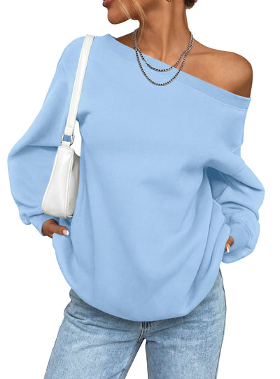 PRETTYGARDEN Womens Off The Shoulder Sweatshirt Loose Fit | Slouchy Long Sleeve Tops,Comfy Fleece Sweatshirts,Oversized Pullover,Casual Daily Street Y2K Outfits,Fall Winter Clothes
