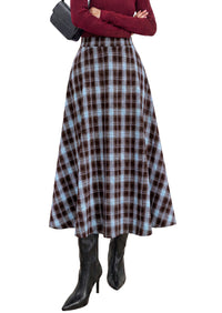 PRETTYGARDEN Women's Plaid High Waisted A-Line Midi Skirts | Elastic Waistband, Long Flowy Skirt, Classic Tartan Print, Vintage Style, Casual & Formal Wear, Fall Outfits Winter Clothing