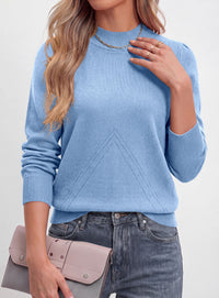 PRETTYGARDEN Womens Fall Mock Neck Long Sleeve Sweater  Soft Stretchy Fabric, V-Shape Knit Pattern, Chic Puff Sleeves, Ribbed Trim Pullover Sweaters, Casual Work Office Outfits