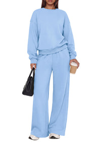 PRETTYGARDEN 2 Piece Lounge Sets for Women Casual Sweatsuits | Soft Stretchy,Drop Shoulder Crew Neck Sweatshirt & Wide Leg Pants,Workout Airport Matching Set Tracksuit,Fall Winter Outfits
