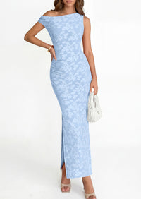 PRETTYGARDEN Womens Floral One Shoulder Maxi Dress 2026 Summer Spring Bodycon Ruched Side Slit Elegant Cocktail Party Dresses PRETTYGARDEN