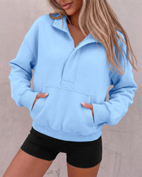 PRETTYGARDEN Womens Long Sleeve Quarter Zip Crop Sweatshirts | Mock Neck FLeece Sweatshirt, Button up Henley Neck Pullover, Relaxed Fit Cropped Tops, Casual Lounge Wear, Fall Outfits 2026