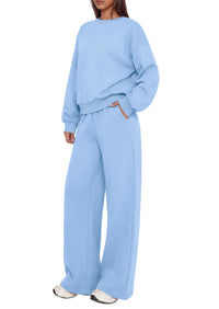 PRETTYGARDEN 2 Piece Lounge Sets for Women Casual Sweatsuits | Soft Stretchy,Drop Shoulder Crew Neck Sweatshirt & Wide Leg Pants,Workout Airport Matching Set Tracksuit,Fall Winter Outfits