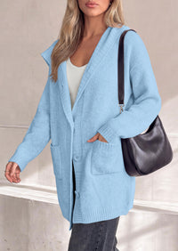 PRETTYGARDEN Women's Long Cardigans Hooded Chunky Sweaters  | Cozy Knit Jacket, Button up, Loose Fit, Pockets, Fall Coats, Trendy Casual, Going Out, Holiday Outfits, Winter Clothing