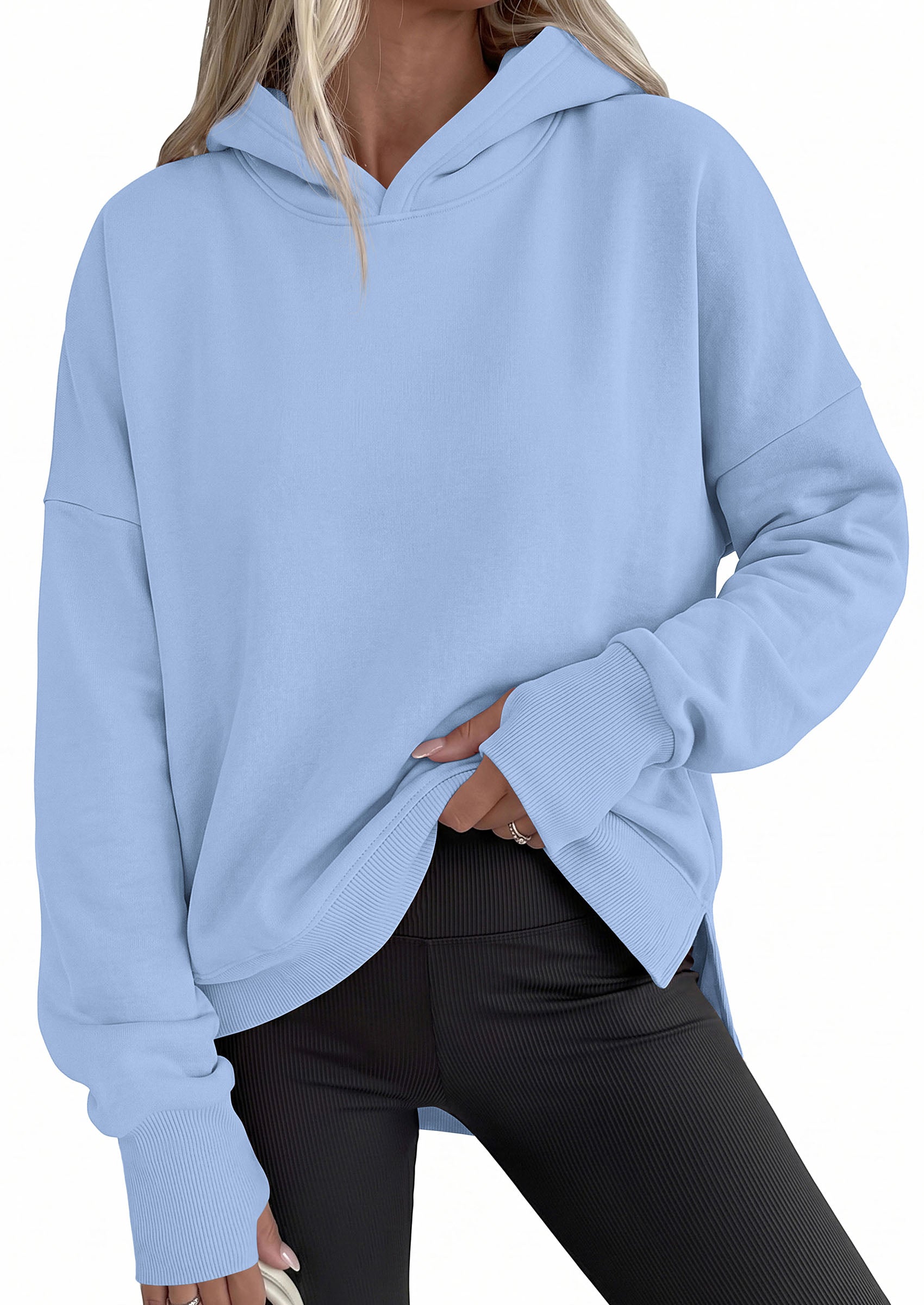 PRETTYGARDEN Womens Oversized Hoodies Side Slit Sweatshirts | Fall Fashion 2026 Trendy Outfits, Thumbholes & Unique Center Seam, Comfort Drop Shoulder Pullover, Chic Tunic for Leggings