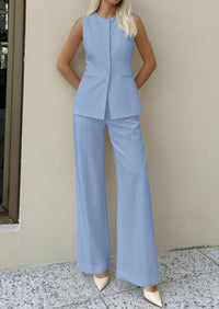 PRETTYGARDEN Women's 2 Piece Sets Summer 2026 Work Clothes Sleeveless Blazer Vest Pants Suits Spring Business Casual Outfits PRETTYGARDEN