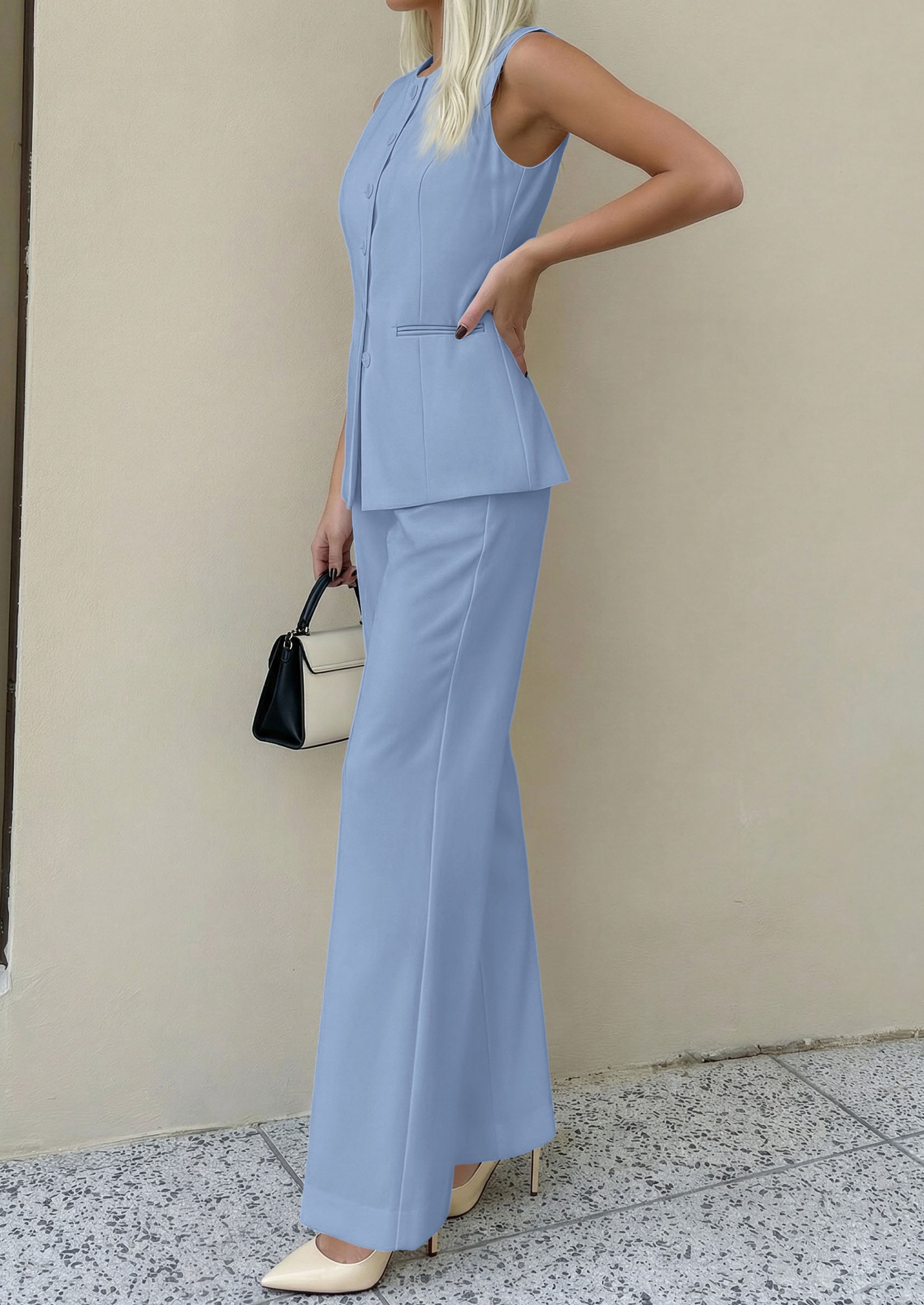 PRETTYGARDEN Women's 2 Piece Sets Summer 2026 Work Clothes Sleeveless Blazer Vest Pants Suits Spring Business Casual Outfits PRETTYGARDEN